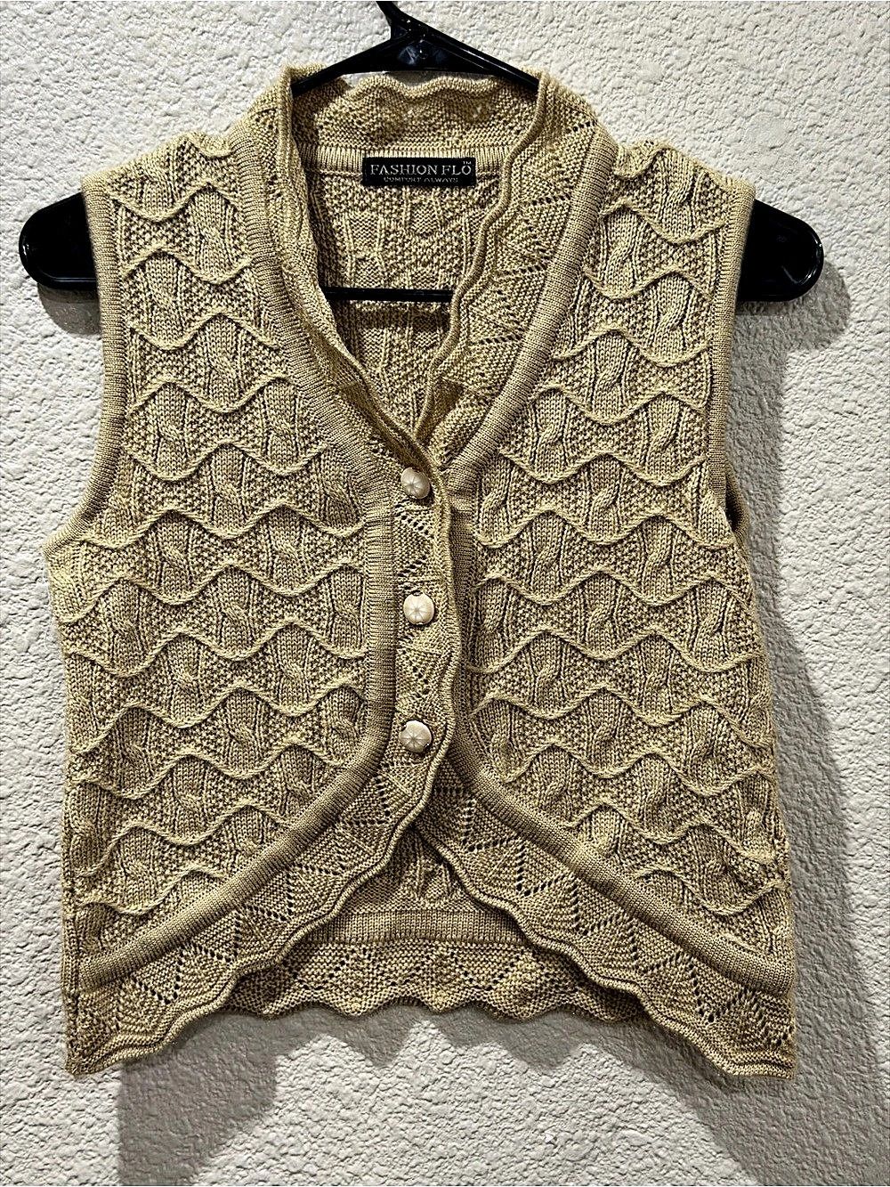 Fashion Flo Women's Beige Knit Sweater Vest